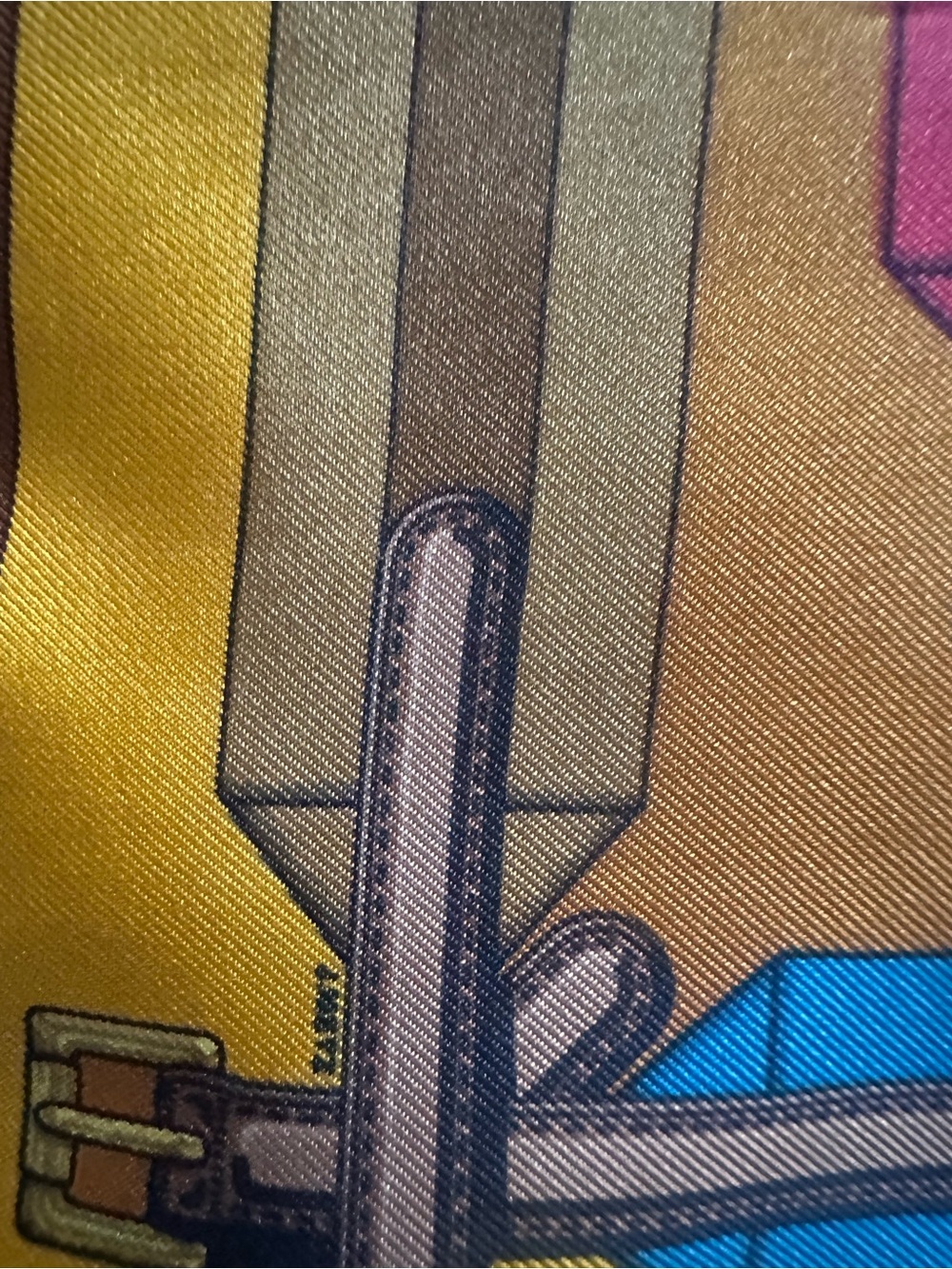 Hermes Multicolor Silk Scarf with Gold and Brown Tones - Picture 6 of 6